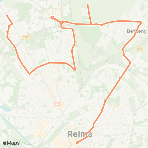 Grand Reims Mobilités Neuvilette Mairie <> Royale map