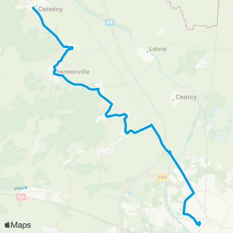 Grand Reims Mobilités Cormicy <> Gare Clairmarais map