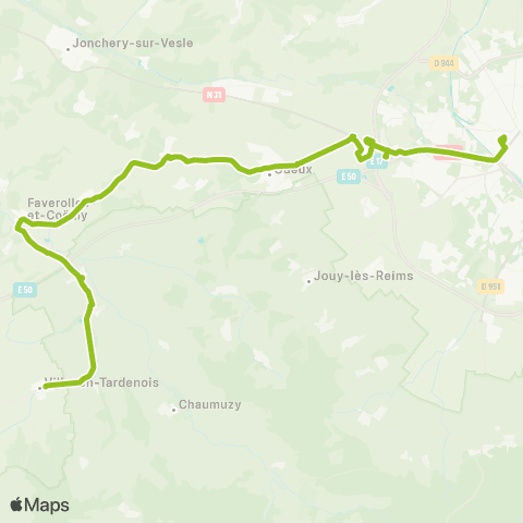 Grand Reims Mobilités Ville en Tardenois <> Gare Clairmarais map