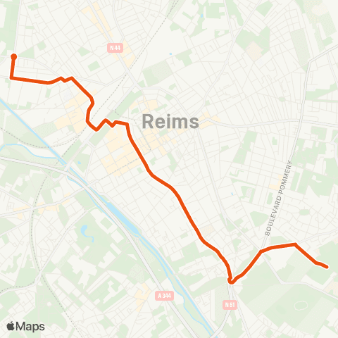 Grand Reims Mobilités Danemark <> Moulin de la Housse map