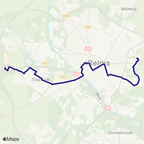 Grand Reims Mobilités P+R Thillois <> C.C Cernay map