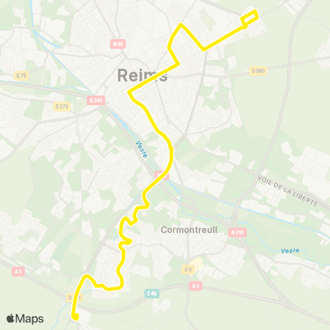 Grand Reims Mobilités Route de Witry <> C.C. Champfleury map