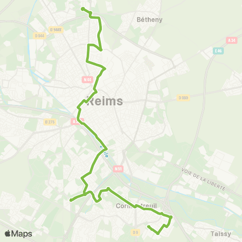 Grand Reims Mobilités Orgeval <> Blancs Monts map