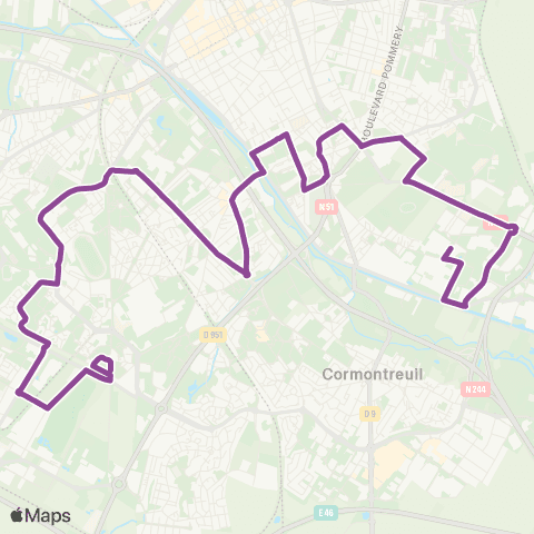 Grand Reims Mobilités Croix du Sud <> Parc des Expositions map