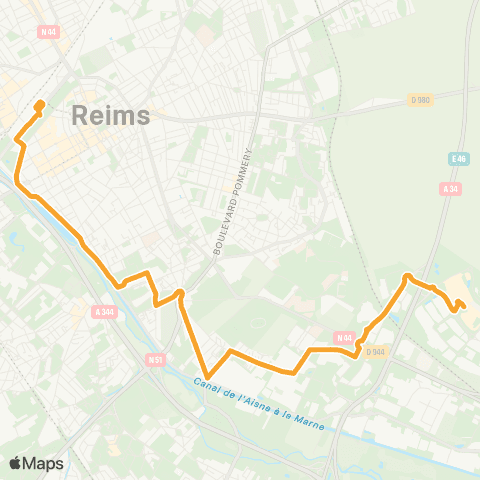 Grand Reims Mobilités Gare Centre <> Croix Blandin map