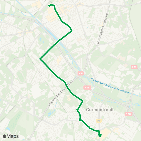 Grand Reims Mobilités Gare Centre <> C.C. Cormontreuil map