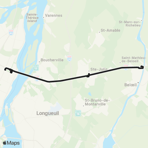 exo Vallée-du-Richelieu Express Beloeil / Radisson map