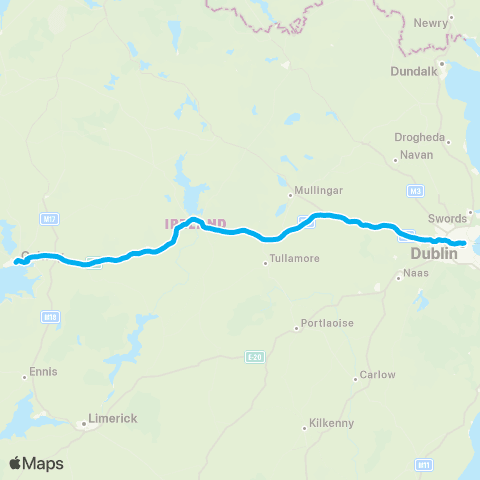 Citylink Galway - Dublin map
