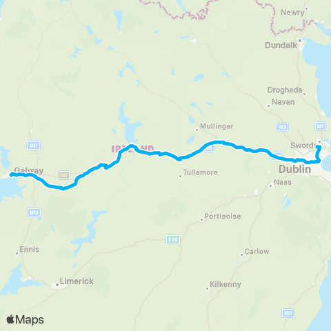 Citylink Dublin Airport - Athlone - Galway map