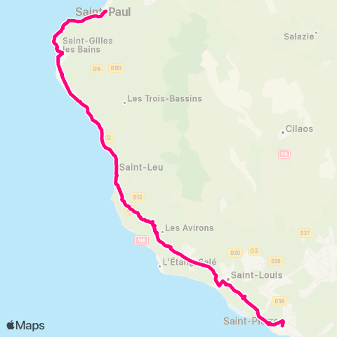 Car Jaune St-Paul / St-Pierre par les Hauts map