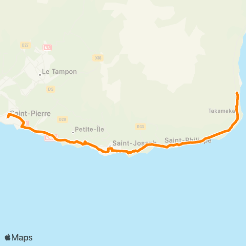 Car Jaune St-Benoît / St-Pierre par le Grand Brûlé map