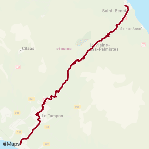 Car Jaune St-Benoît / St-Pierre par les Plaines map