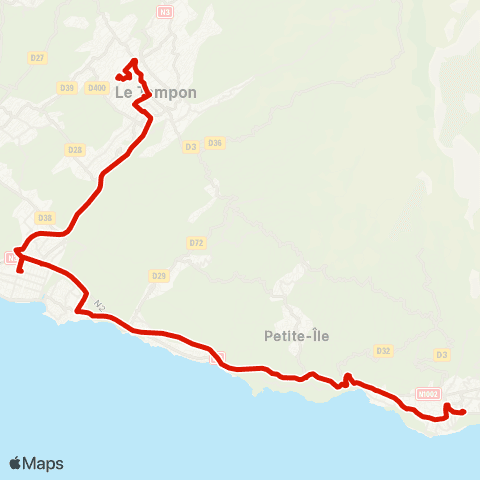 Car Jaune Le Tampon / St-Pierre / St-Joseph map