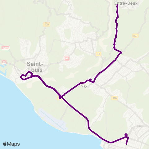 Car Jaune St-Pierre / Entre-Deux map