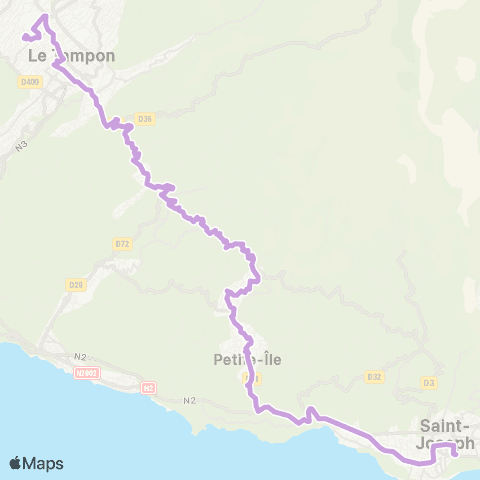 Car Jaune Le Tampon / St-Joseph par Petite-Île map