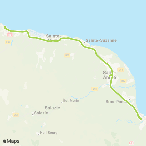 Car Jaune Express St-Denis / St-Benoît map