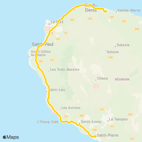 Car Jaune Express Aéroport Roland Garros / St-Pierre map