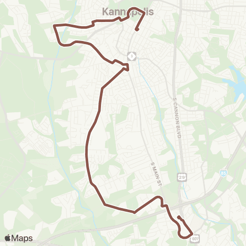 Rider Transit Brown Route map