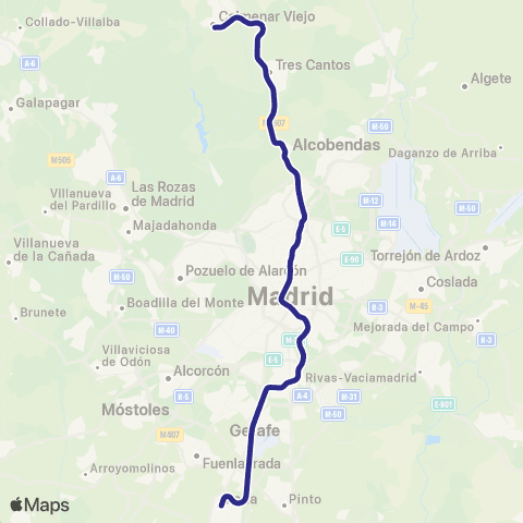 Cercanías Parla ↔ Colmenar Viejo / Alcobendas map