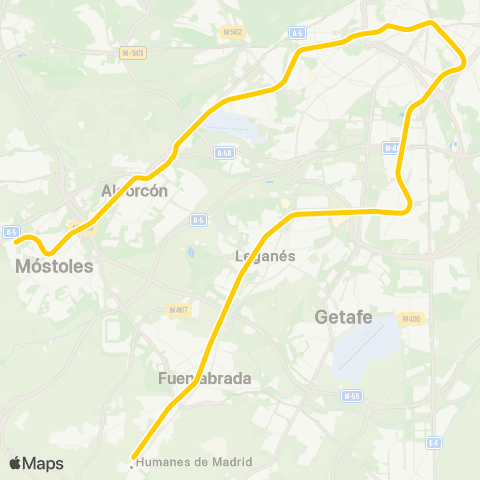 Cercanías Humanes ↔ Atocha ↔ Móstoles map