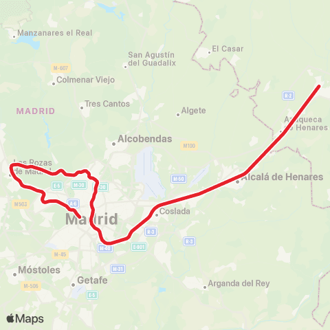 Cercanías Príncipe Pío ↔ Alcalá de Henares map