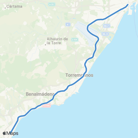 Cercanías Fuengirola - Malaga Centro-Alameda map