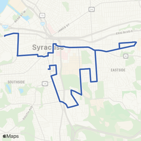 Syracuse School Routes Erie Blvd West map