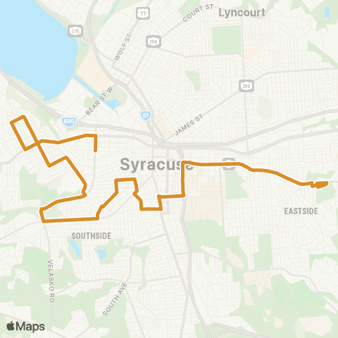 Syracuse School Routes East Genesee map