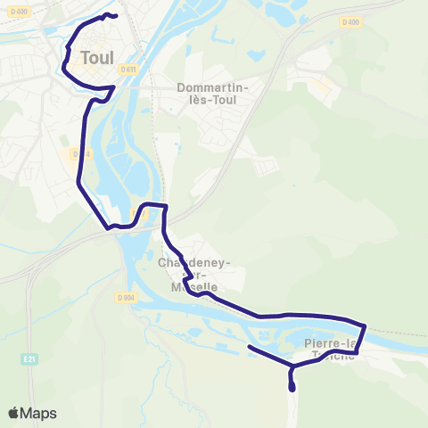 Colibri Pierre la Treiche - Toul Avancée Pte de Metz - Toul Gare routiere - Pierre la Treiche map