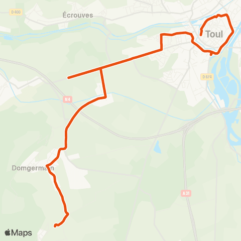 Colibri Domgermain - Toul Valcourt - Toul Gare routiere - Charmes la Côte map