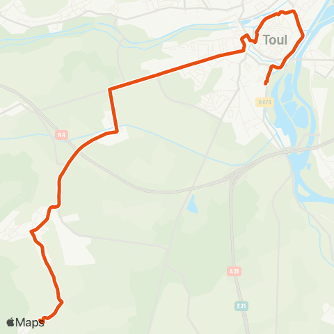 Colibri Charmes la Côte - Toul Valcourt - Toul Gare routiere - Charmes la Côte map