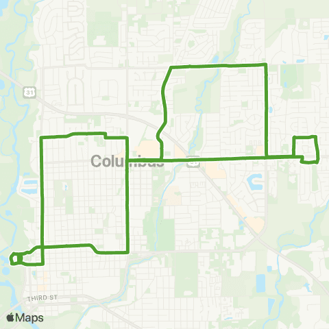 ColumBUS Transit Green Loop map