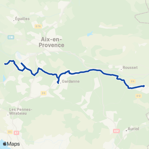 Pays d'Aix Mobilité Haut de l'Arc-vers ZA les Milles map