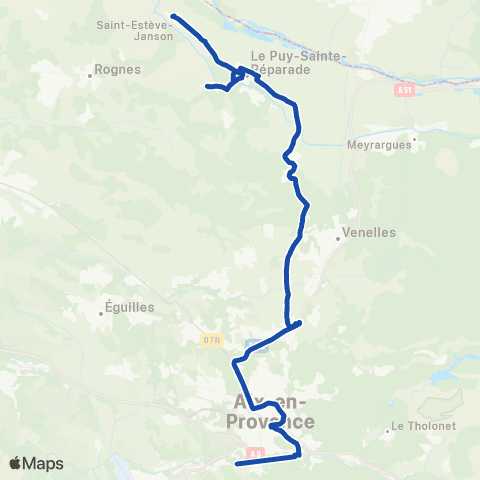 Pays d'Aix Mobilité St Estève - le Puy - Aix map