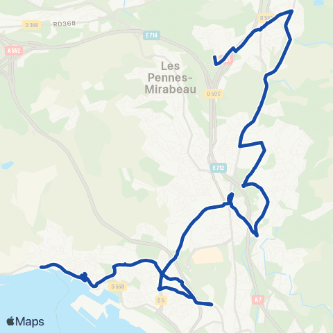 Pays d'Aix Mobilité Berre Marseille vers Pennes Mirabeau map