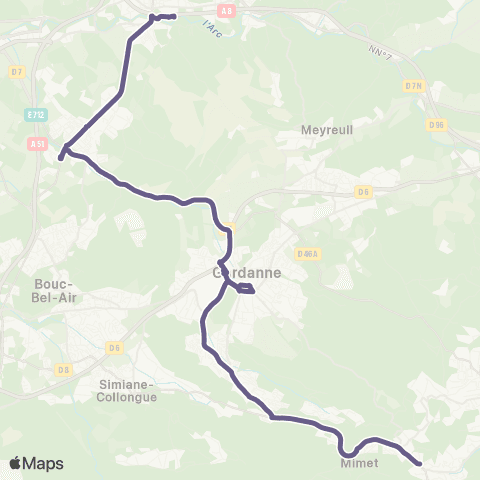 Pays d'Aix Mobilité Mimet - Gardanne - Aix-en-Provence map