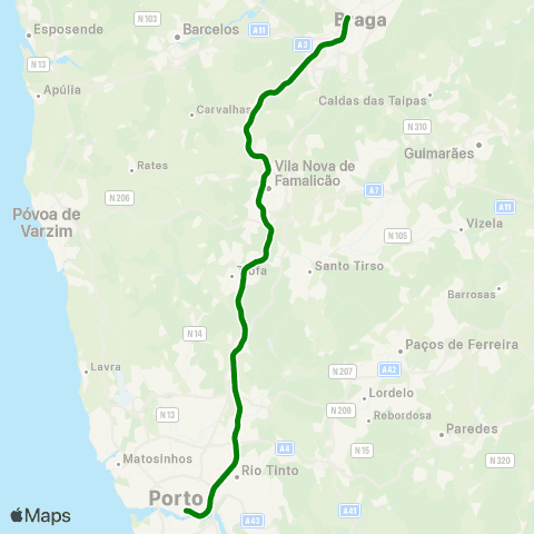 CP Urbanos Porto Sao Bento - Braga map