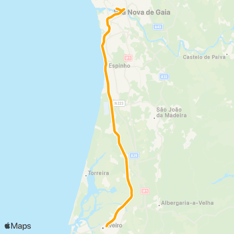 CP Urbanos Porto Sao Bento - Aveiro map