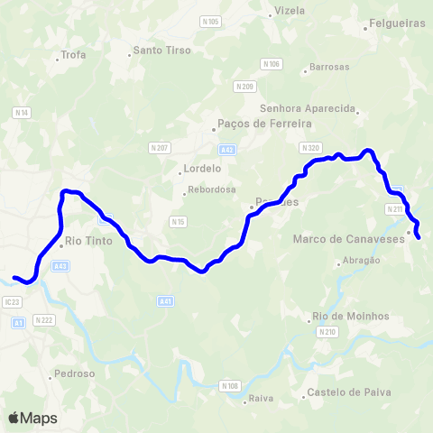 CP Urbanos Porto Sao Bento - Penafiel map