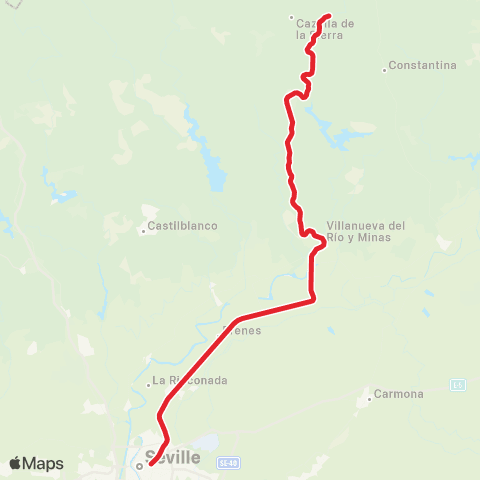 Cercanías Sevilla Santa Justa - Cazalla Constantina map
