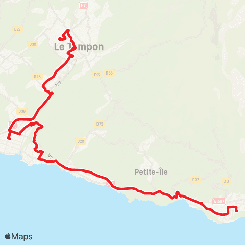 CarSud Gare du Tampon - Gare Saint Joseph map