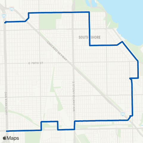 CTA South Shore Night Bus map