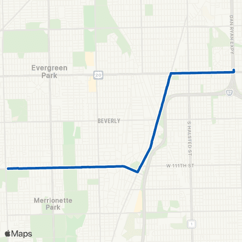 CTA Vincennes / 111th map