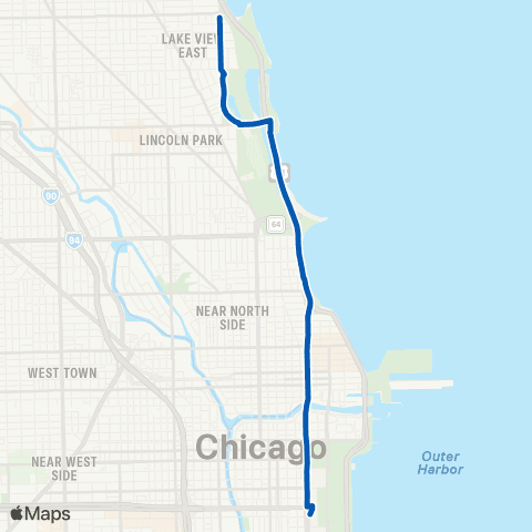 CTA Stockton / Michigan Express map