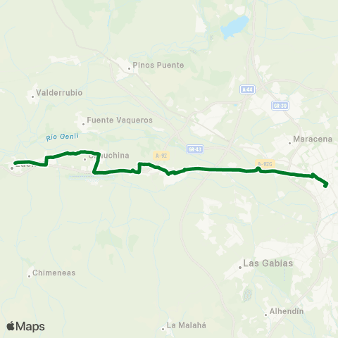 Junta de Andalucia Granada - Santa Fe - Chauchina - Cijuela - Láchar map