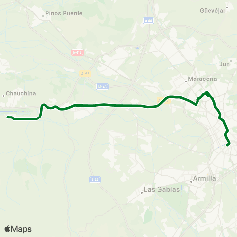 Junta de Andalucia Granada-Aeropuerto map