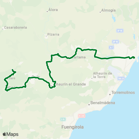 CTMAM Málaga-Tolox map