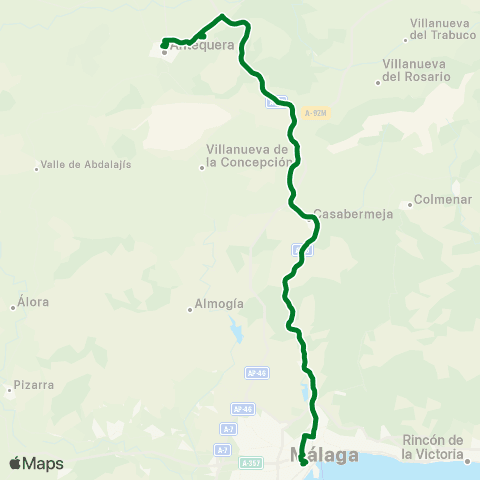 CTMAM Málaga-Rute Por Antequera map