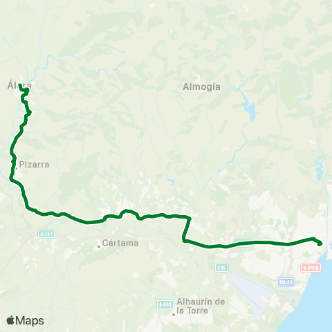 CTMAM Málaga-Pizarra-Álora map