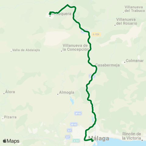 CTMAM Córdoba-Málaga Por Antequera map